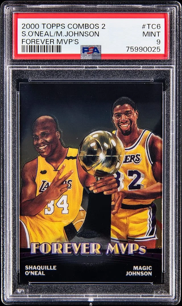 2000 Topps Shaquille O'Neil / Magic Johnson Combos 2 Forever MVP's #TC6 card image