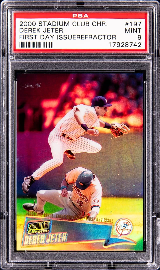 2000 Topps Stadium Club Derek Jeter First Day Issue Refractor #197 card image