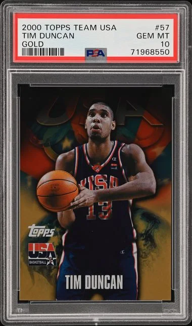2000 Topps USA Baseball Tim Duncan Basketball Gold #57 card image