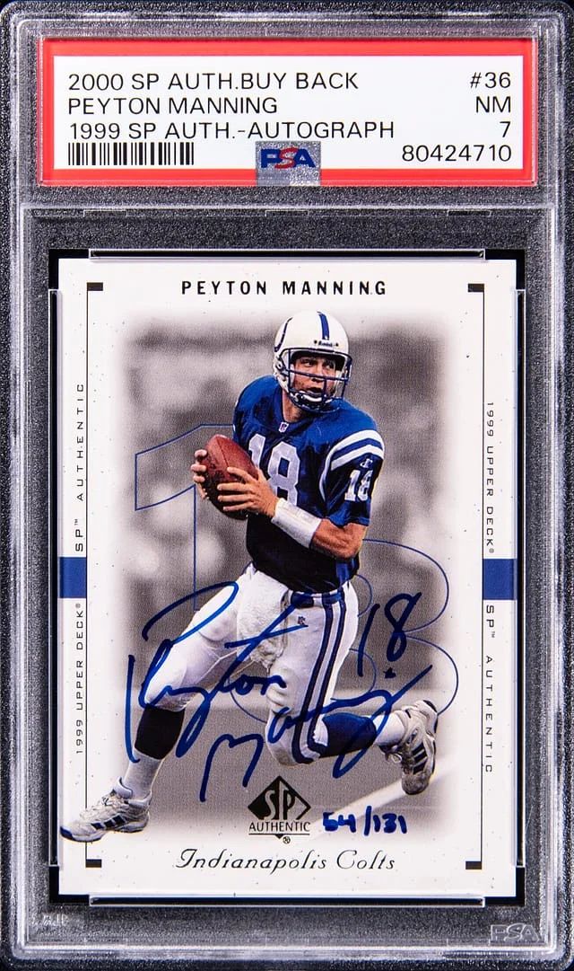 2000 UD SP Authentic Buy Back 1999 SP Authentic Autograph Peyton Manning #36 card image