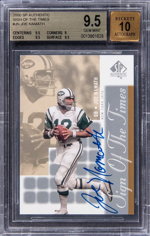 2000 UD SP Authentic Sign Of The Times Joe Namath #JN card image