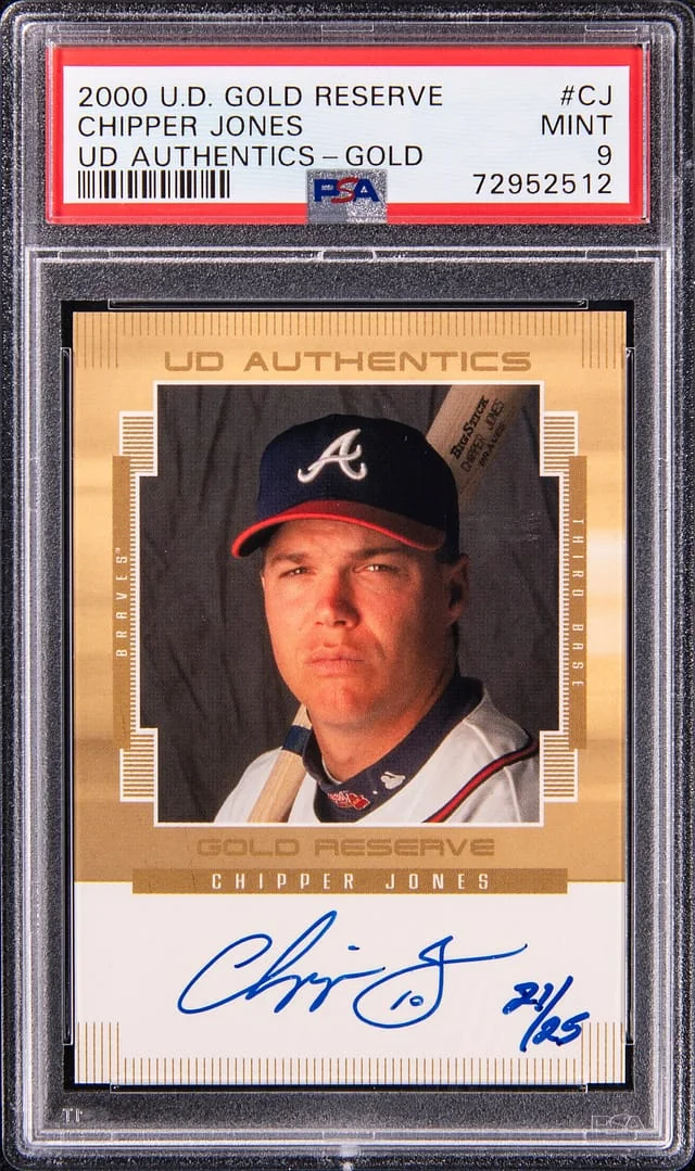 2000 Upper Deck Chipper Jones Gold Reserve UD Authentics Gold #G-CJ card image