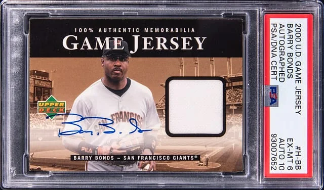 2000 Upper Deck Game Jersey Barry Bonds Autographed #H-BB card image