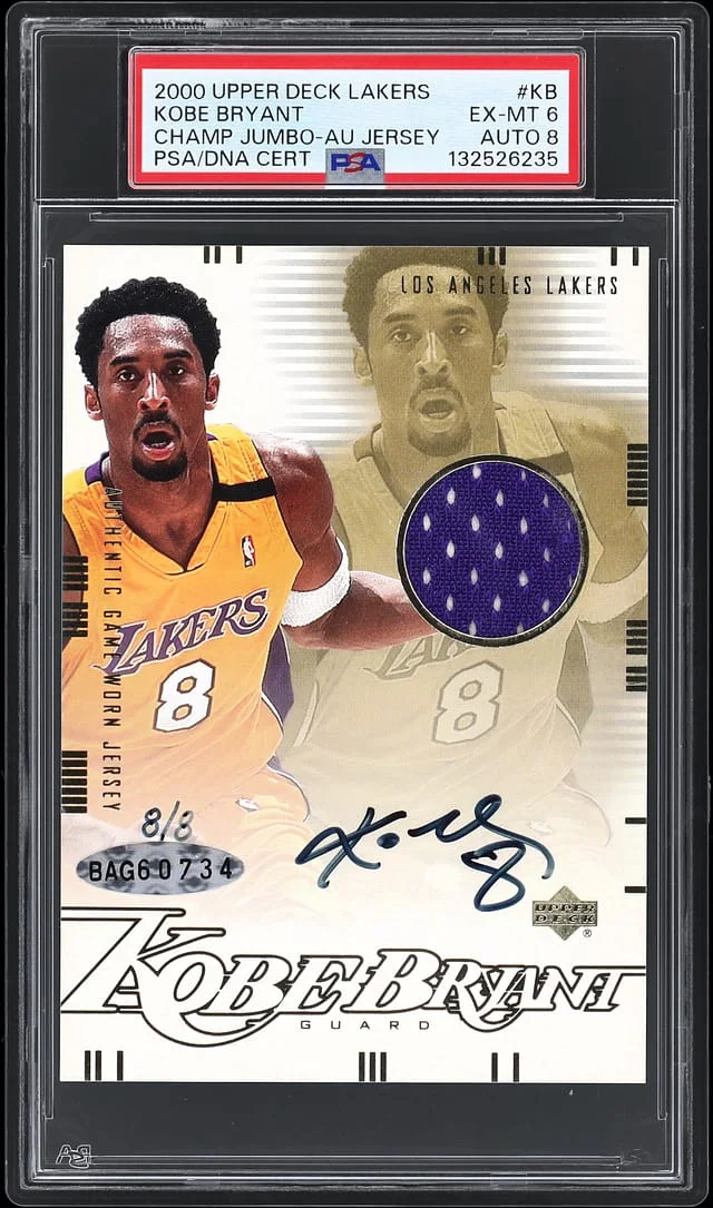 2000 Upper Deck Kobe Bryant Lakers Championship Jumbo Autograph Jersey #KB card image