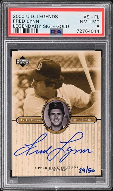 2000 Upper Deck Legends Fred Lynn Legendary Signatures Gold #S-FL card image