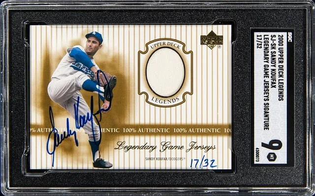 2000 Upper Deck Legends Sandy Koufax Legendary Game Jerseys Signature #SJ-SK card image
