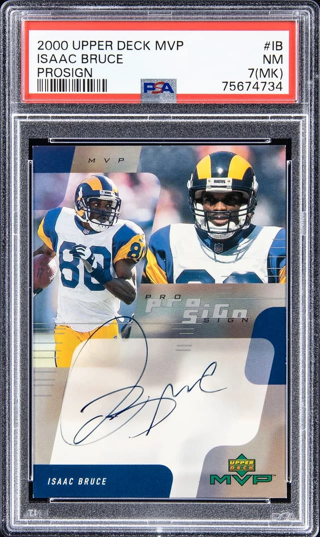 2000 Upper Deck MVP Isaac Bruce Prosign #IB card image