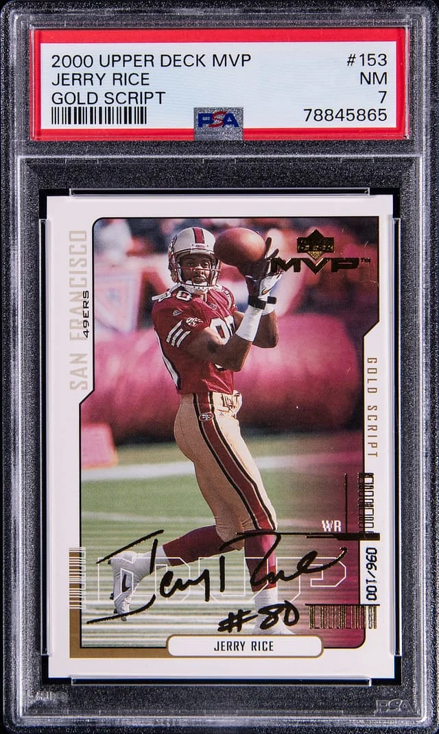 2000 Upper Deck MVP Jerry Rice Gold Script #153 card image