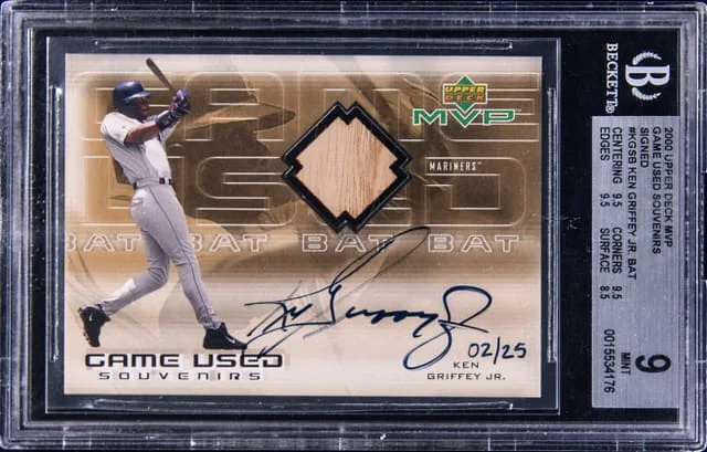 2000 Upper Deck MVP Ken Griffey Jr. Game Used Souvenirs Signed #SB-KG card image