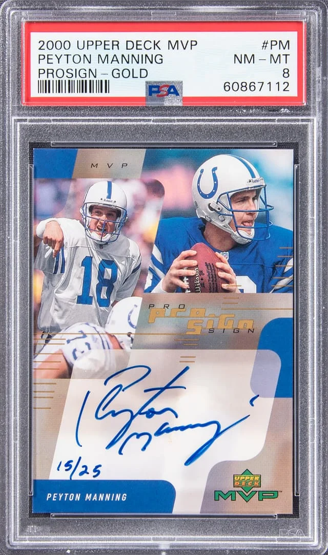 2000 Upper Deck MVP Peyton Manning Prosign Gold #PM card image
