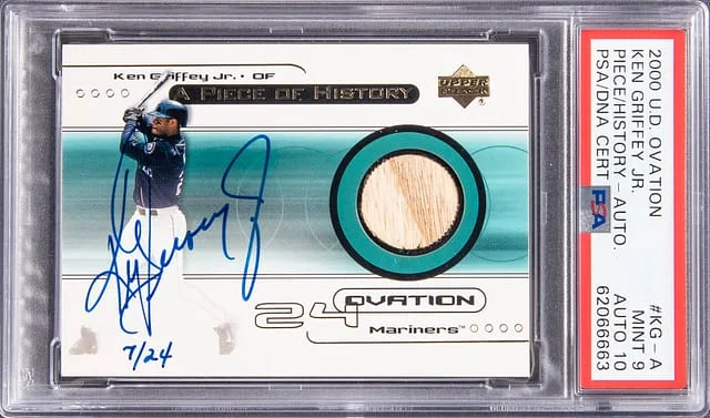 2000 Upper Deck Ovation Ken Griffey Jr. A Piece Of History Autograph #KG-A card image