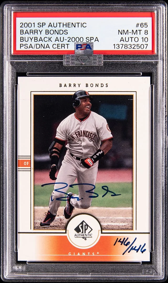 2000 Upper Deck SP Authentic Barry Bonds 01 SP Authentic Buyback Autograph #65 card image