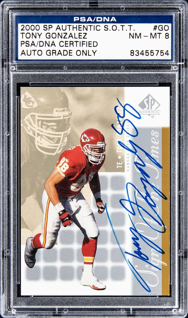 2000 Upper Deck SP Authentic Tony Gonzalez Sign of the Times #TO card image