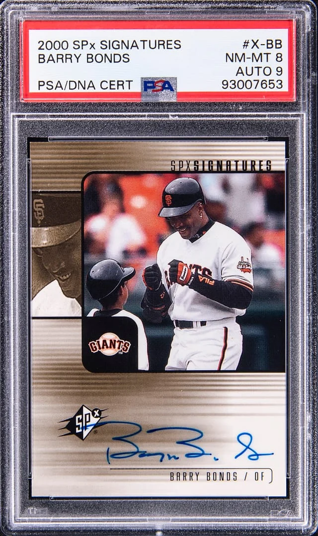 2000 Upper Deck SPx Barry Bonds Signatures #X-BB card image