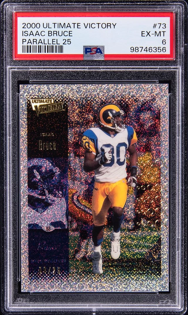 2000 Upper Deck Ultimate Victory Isaac Bruce Parallel 25 #73 card image