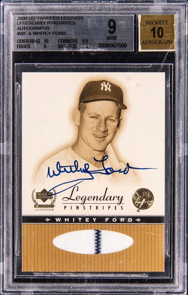 2000 Upper Deck Whitey Ford Yankees Legends Legendary Pinstripes Autographs #WF-A card image