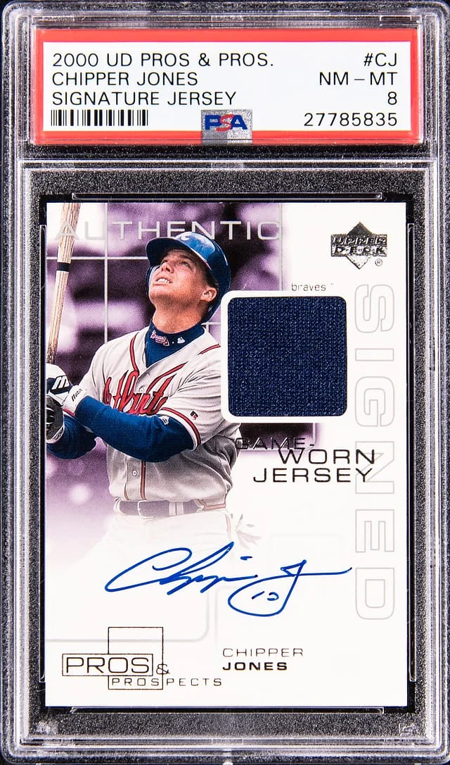 2000 Upper Seck Pros & Prospects Signature Jersey Chipper Jones #CJ card image