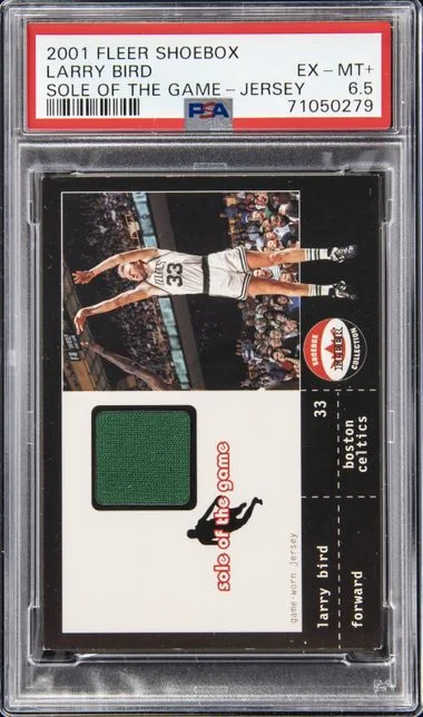 2001-02 Fleer Shoebox Sole Of The Game Jersey Larry Bird #no-number card image