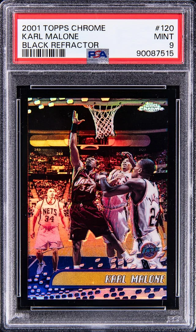 2001-02 Topps Chrome Black Karl Malone Refractor #120 card image