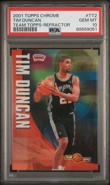 2001-02 Topps Chrome Tim Duncan Team Topps Refractor #TT2 card image