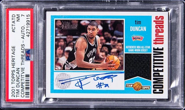 2001-02 Topps Heritage Tim Duncan Competitive Threads Autograph #CTA-TD card image