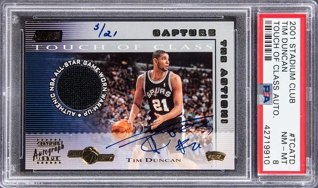 2001-02 Topps Stadium Club Tim Duncan Touch Of Class Autograph #TCA-TD card image