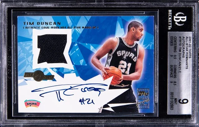 2001-02 Topps Tim Duncan All-Star Remnants Autograph #TRA-TD card image