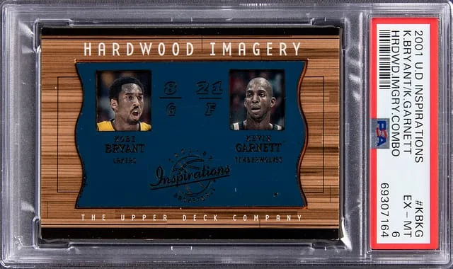 2001-02 U.D Inspirations Hardwood Imagery Combo Kobe Bryant/Kevin Garnett #KB/KG card image