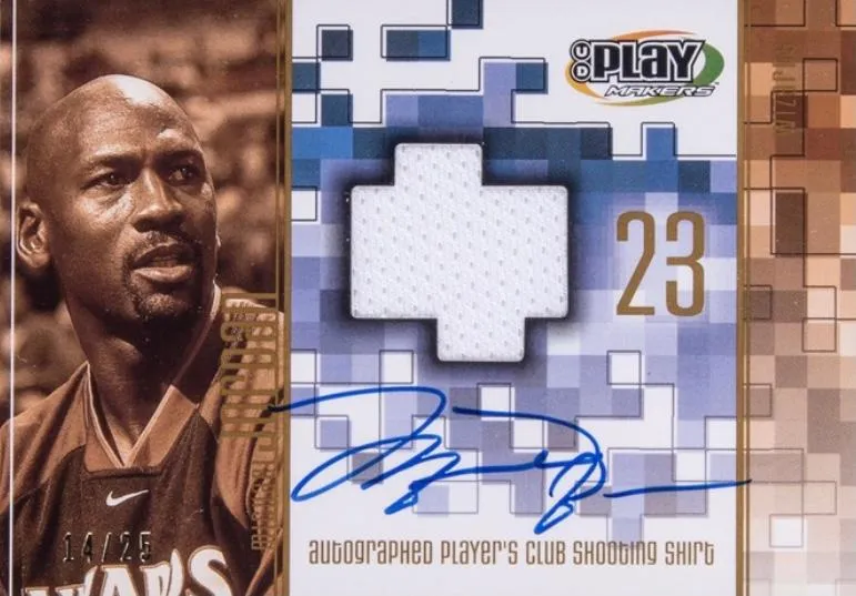 2001-02 UD PlayMakers Limited Michael Jordan Player's Club Shooting Shirt Autographs #MJ-AS card image