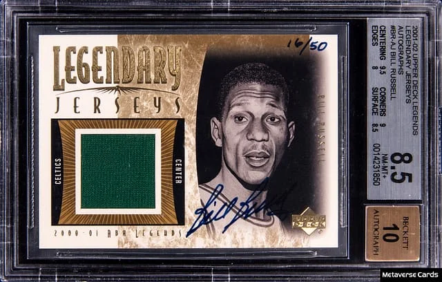 2001-02 Upper Deck Legends Bill Russell Legendary Jerseys Autographs #BR-AJ card image