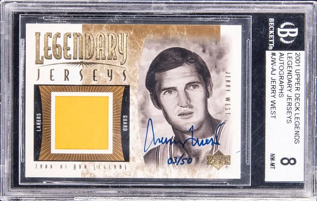 2001-02 Upper Deck Legends Jerry West Jersey Autograph #JW-AJ card image