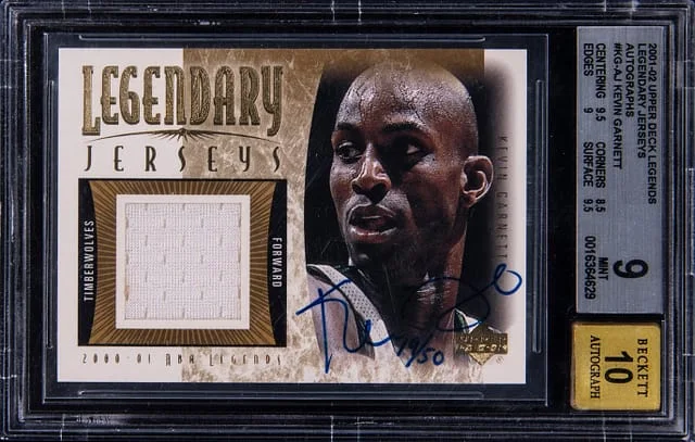 2001-02 Upper Deck Legends Kevin Garnett Jersey Autographs #KG-AJ card image