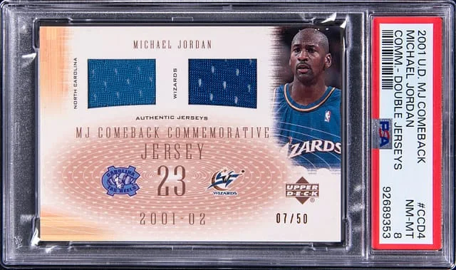 2001-02 Upper Deck Michael Jordan MJ Comeback Commemorative Double Jerseys #CCD4 card image