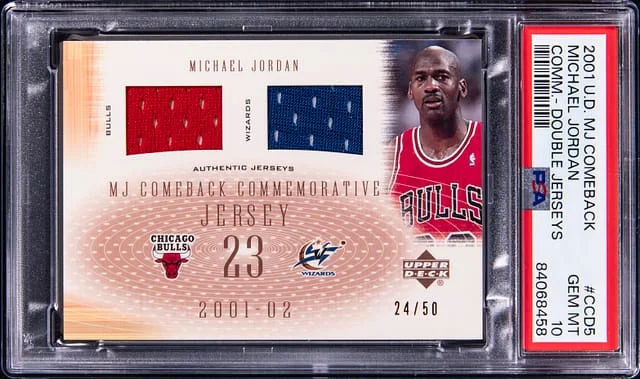 2001-02 Upper Deck Michael Jordan MJ Comeback Commemorative Double Jerseys #CCD5 card image