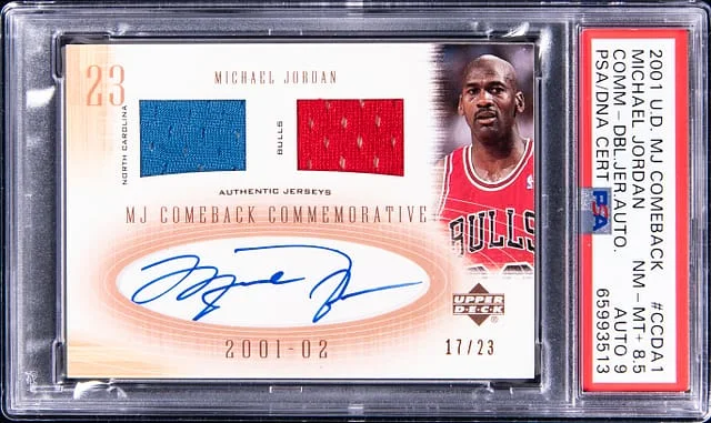 2001-02 Upper Deck Michael Jordan MJ Comeback Commemorative Double Jersey Autograph #CCDA1 card image
