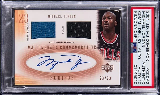 2001-02 Upper Deck Michael Jordan MJ Comeback Commemorative Double Jersey Autograph #CCDA2 card image