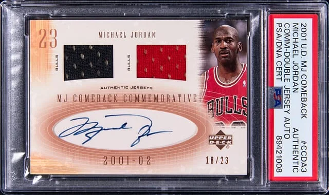 2001-02 Upper Deck Michael Jordan MJ Comeback Commemorative Double Jersey Autograph #CCDA3 card image