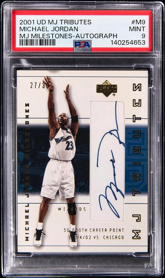 2001-02 Upper Deck Michael Jordan MJ Tributes MJ Milestones Autograph #H9 card image