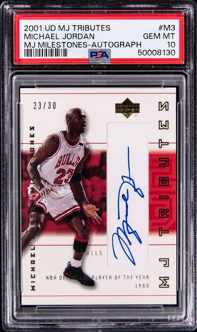2001-02 Upper Deck Michael Jordan MJ Tributes MJ Milestones Autograph #M3 card image