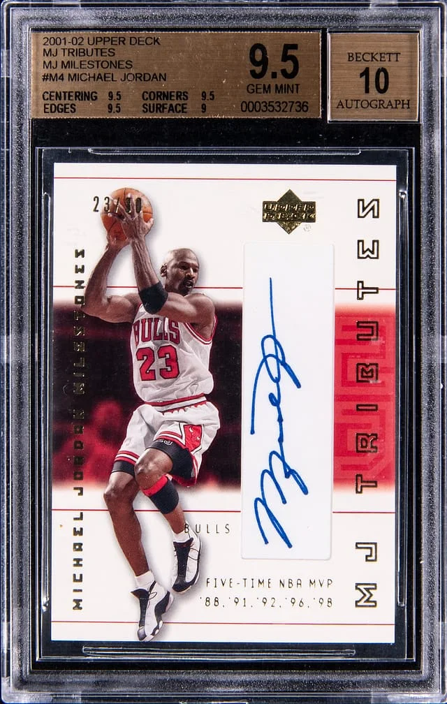 2001-02 Upper Deck Michael Jordan MJ Tributes MJ Milestones Autograph #M4 card image