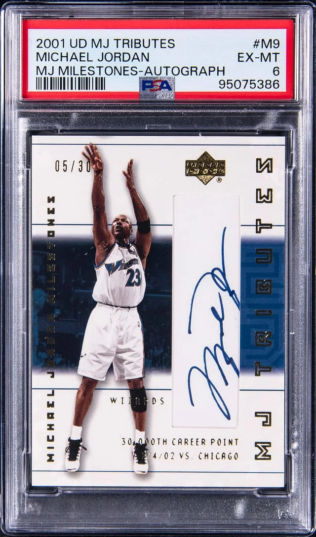 2001-02 Upper Deck Michael Jordan MJ Tributes Milestones Autograph #M9 card image