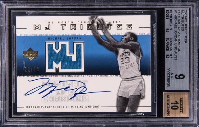 2001-02 Upper Deck Michael Jordan MJ Tributes Portraits of a Champion #PCJ1 card image