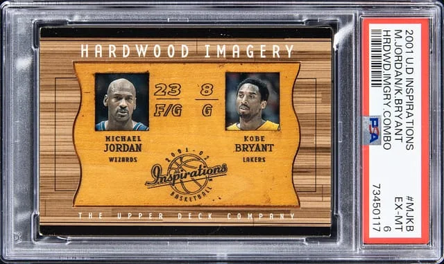 2001-02 Upper Deck Michael Jordan/Kobe Bryant Inspirations Hardwood Imagery Combo #MJ-KB card image
