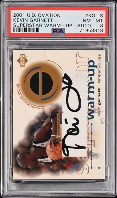 2001-02 Upper Deck Ovation Kevin Garnett Superstar Warm-Up Autographs #KG-S card image