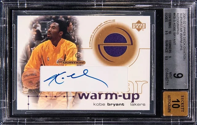 2001-02 Upper Deck Ovation Kobe Bryant Superstar Warm-Ups Autographs #KB-S card image