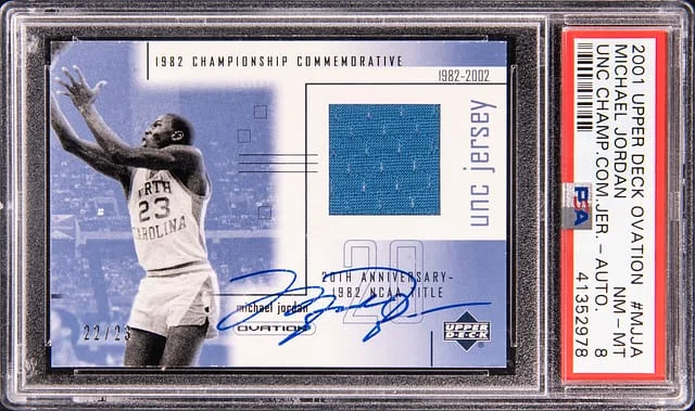2001-02 Upper Deck Ovation Michael Jordan MJ UNC Memorabilia Jersey Autographs #MJJA card image