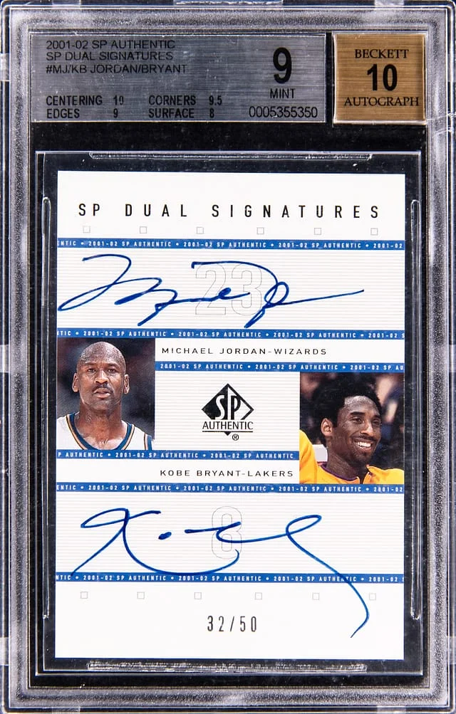 2001-02 Upper Deck SP Authentic Michael Jordan/Kobe Bryant Dual Signatures #MJ/KB card image