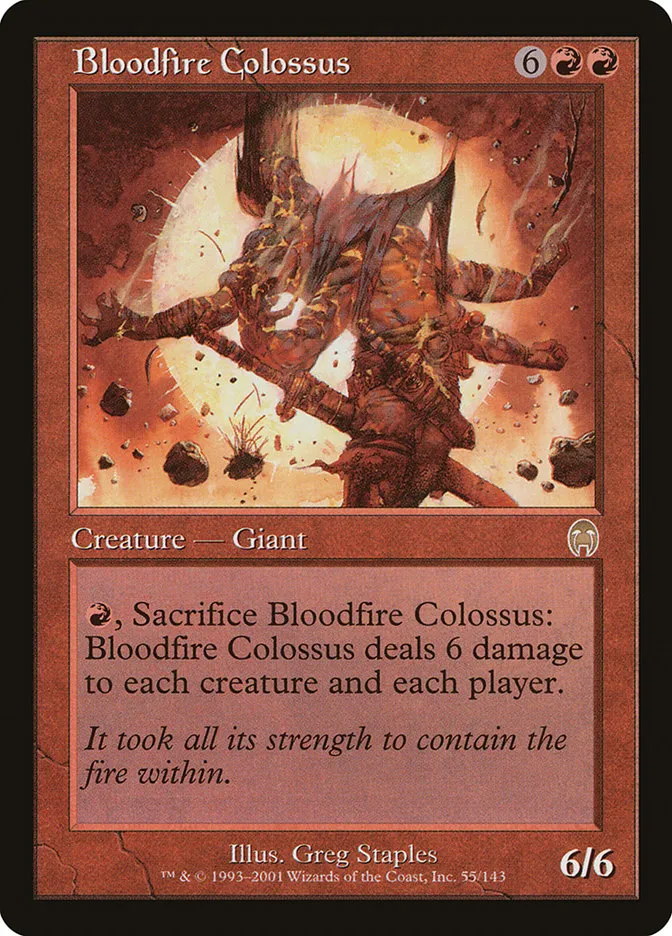 2001 Apocalypse Bloodfire Colossus rare #55 unlisted card image