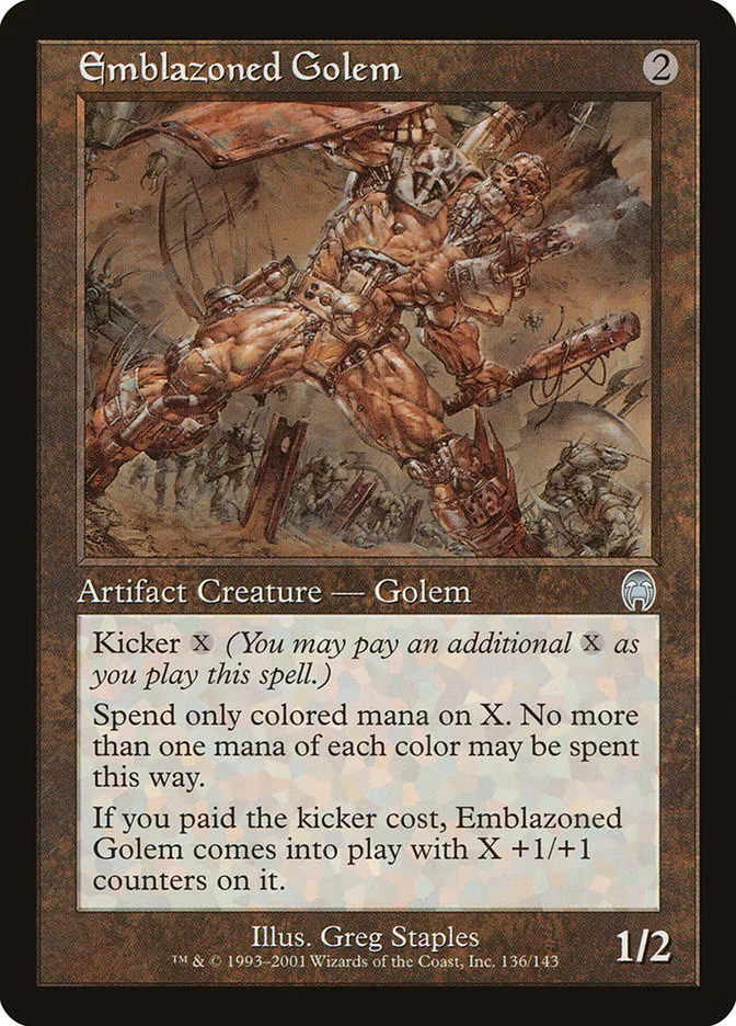 2001 Apocalypse Emblazoned Golem uncommon #136 unlisted card image