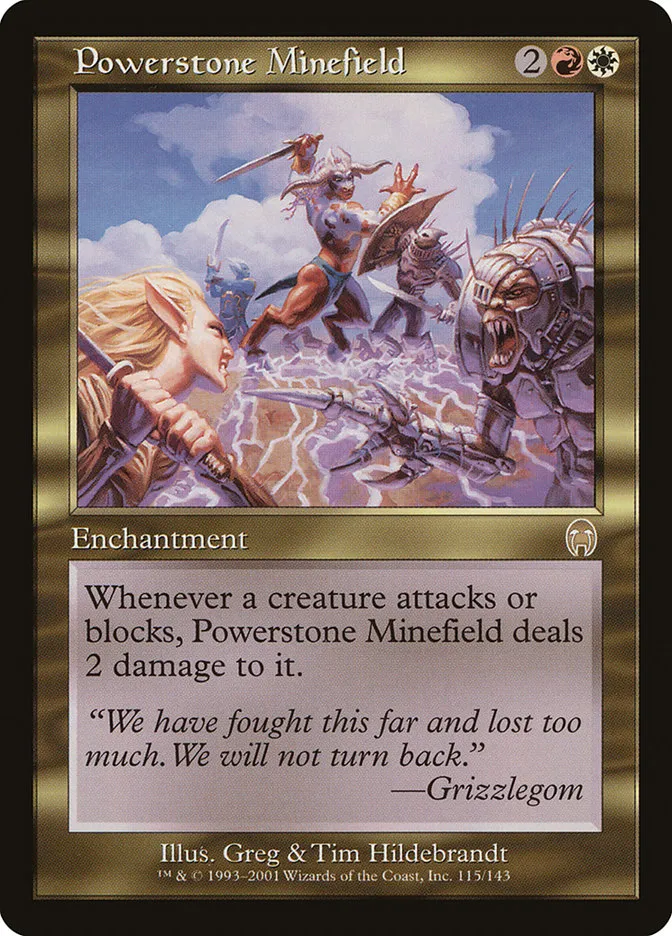 2001 Apocalypse Powerstone Minefield rare #115 unlisted card image